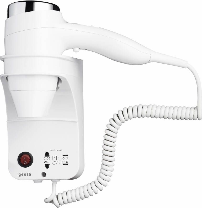 Geesa Hairdryer haardroger 1400w 3 snelheden met scheerstopcontact wit