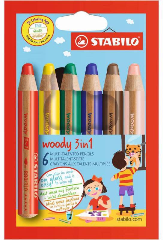 Fan Toys Potloden Stabilo Woody 3 In 1 6 Stuks Potlood Stabilo