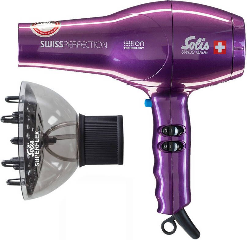 Solis Swiss Perfection 440 Föhn Haardroger Paars + Superflex Softstyler