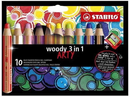 Massamarkt Stabilo Woody 3 In 1 Arty Kleurpotloden Etui A 10 Stuks + Slijper
