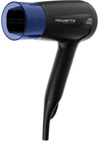 Rowenta Haardroger CV1635 Handy Dry haardroger, 2000 Effiwatt, oscillerende blaasmond, 2 blaas en temperatuurstanden, ionische functie, ophangoog, zwart/blauw