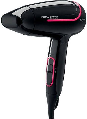 Rowenta Reisföhn CV3323 Nomad 1600 w, compact, inklapbaar, omkeerbare spanning, wereldwijd te gebruiken, 2 instellingen, ophangoog, stylingmondstuk